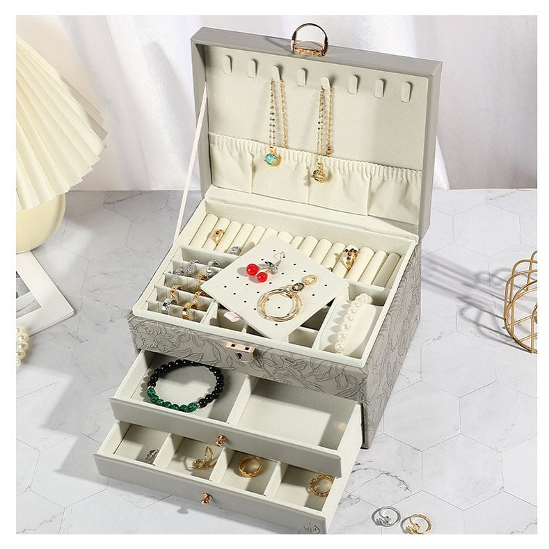 Luxury Self Texture Leather Jewelry Organizer (Premium Quality)