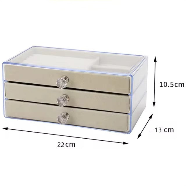 3 Layer Acrylic Jewelry Storage Box Dust-Proof Earrings Ring Storage Case