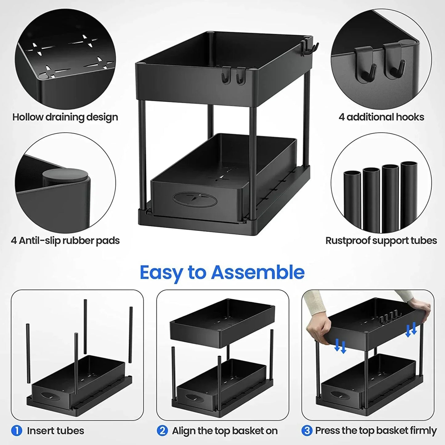 2 Tier Kitchen And Undersink   Multipurpose Organizer (Premium Quality)