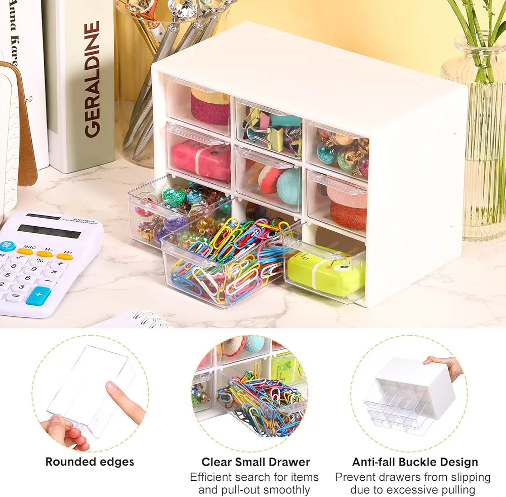9 Grids Dust Proof Jewelry Statnory Drawer Storage Box Stationery