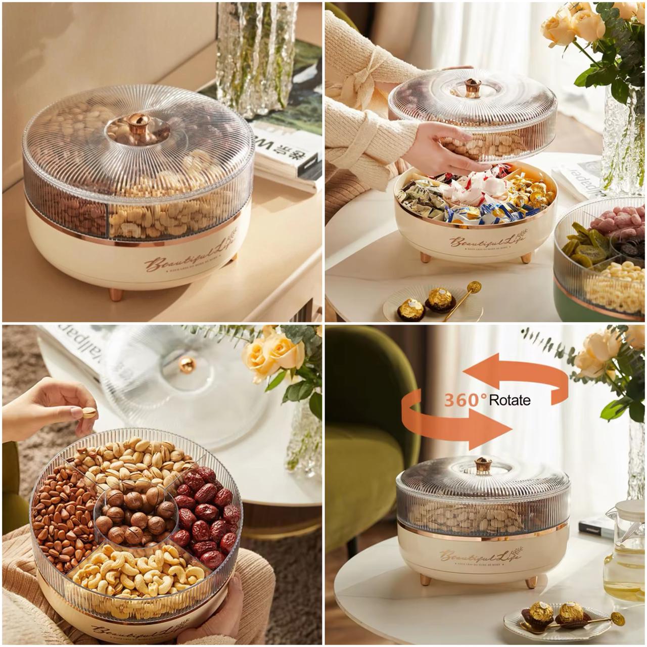 5 Grid Transparent Nuts And Snacks Tray (Premium Quality)