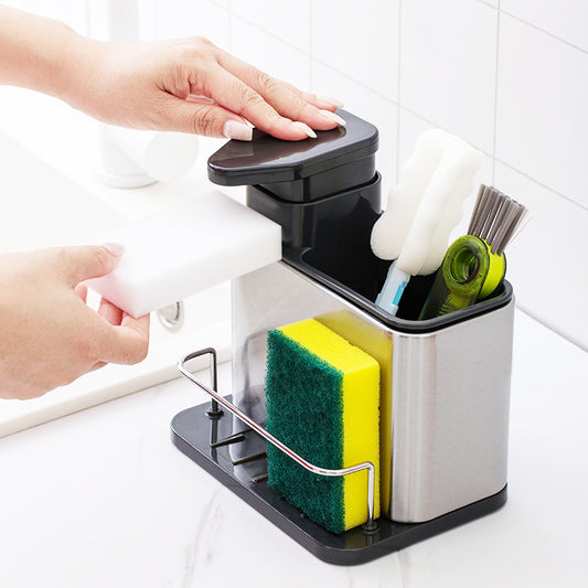 3-In-1 Kitchen Soap Dispenser Sponge Holder Dish Soap Dispenser Stainless Steel