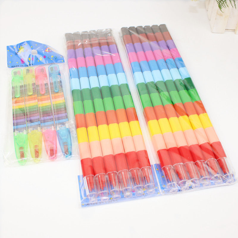 Building Block Plastic Crayon 12 Color