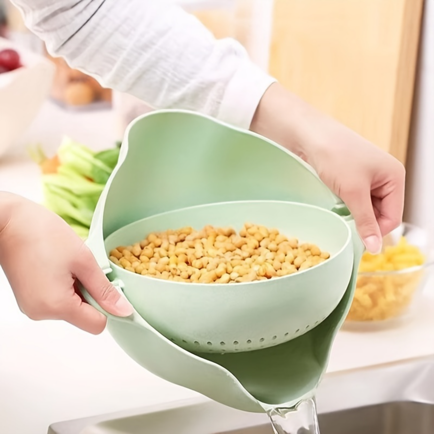 Rotatable Double Layer Plastic Drain Basket (Premium Quality)