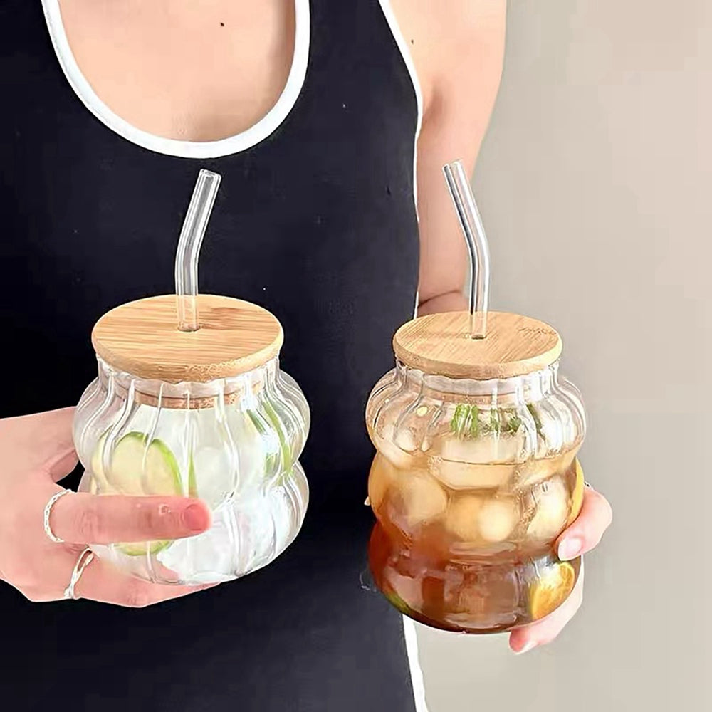 Juice Cup with wooden lid & Straw