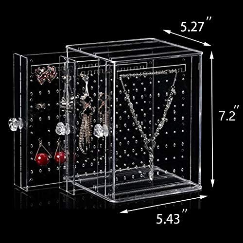 Clear Acrylic Jewelry Storage Box, 3 Vertical Drawer Earrings Display Stand Holder