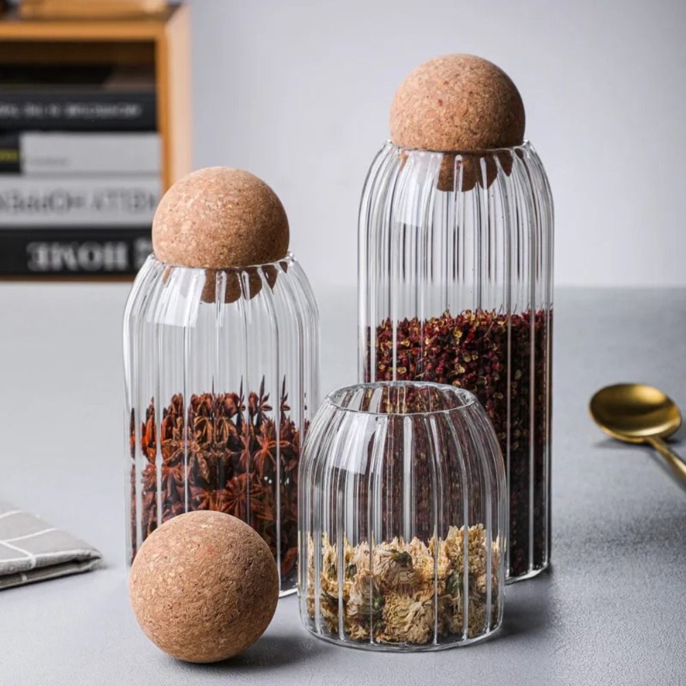 Glass Jar With Round Ball Cork