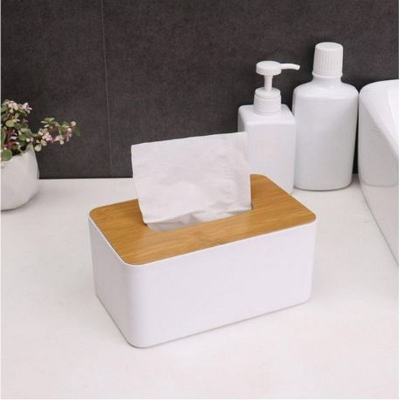 Creative Wooden Tissue Holder With Lid Household Paper Towel Storage Box Home Office Removable Tissue Case With Phone Holder