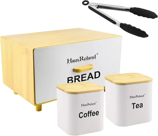 3 Pcs Bamboo Wooden Bread Storage Box Modern