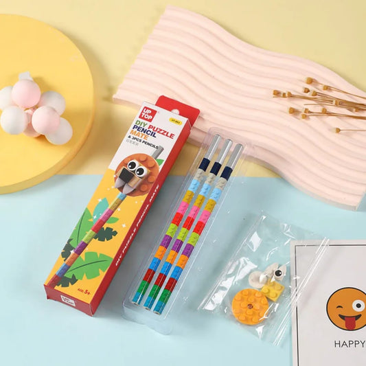 3Pcs Wooden Pencil Fun Toddler Pencil Toy With Blocks