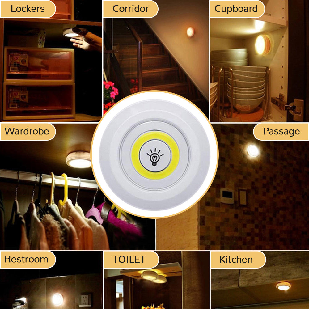 Tap LED Light With Remote Control(Pack of 3 Lights)