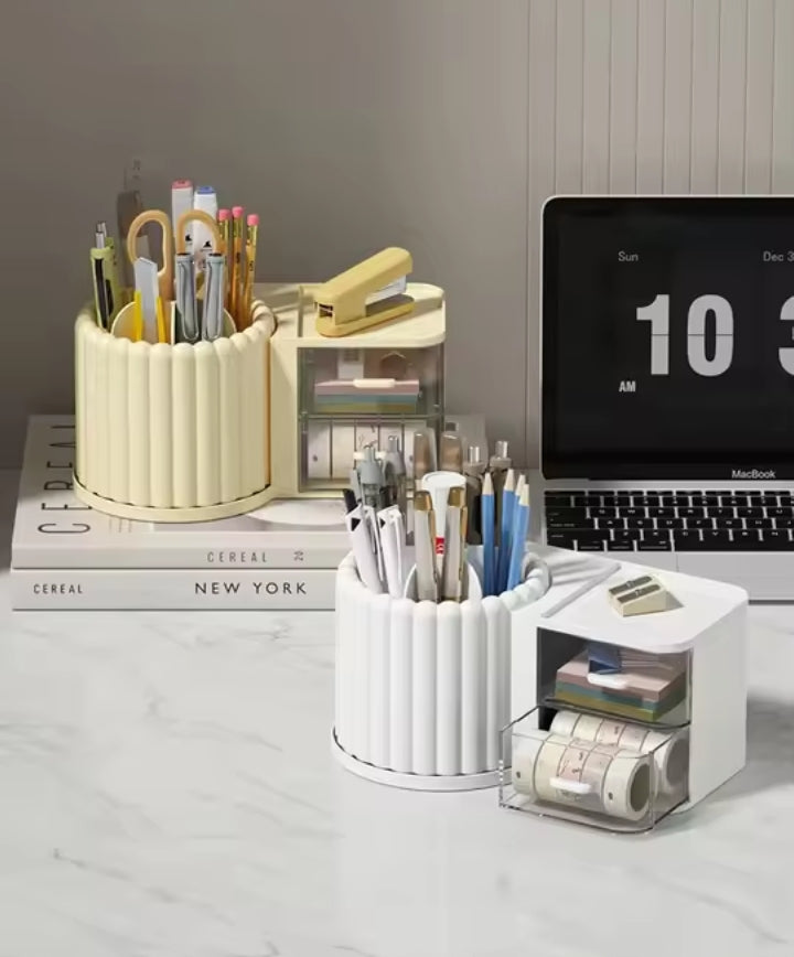 Rotating Plastic Makeup Brush Organizers With Drawer (Premium Quality)