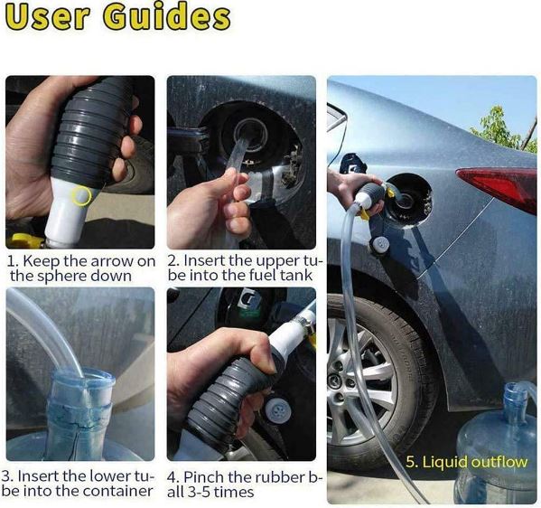 Multifunction Liquid Sucker, Liquid Fuel Transfer Siphon Pump Oil Pump Manual Fuel Transfer Pump Gasoline S Hose