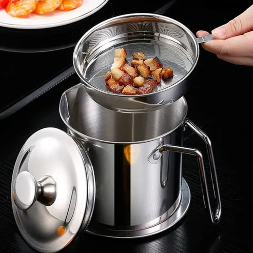 Oil Strainer Pot Grease Can Stainless Steel