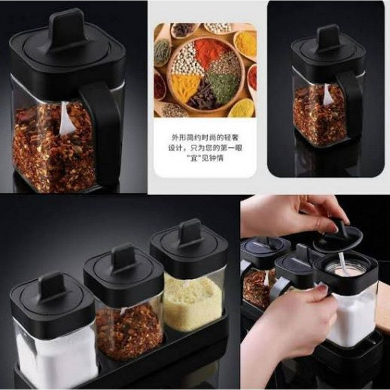 3 Pcs Spice Jar With Spoon - Spice Jar Seasoning Box (premium Quality)
