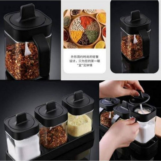3 Pcs Spice Jar With Spoon - Spice Jar Seasoning Box (premium Quality)