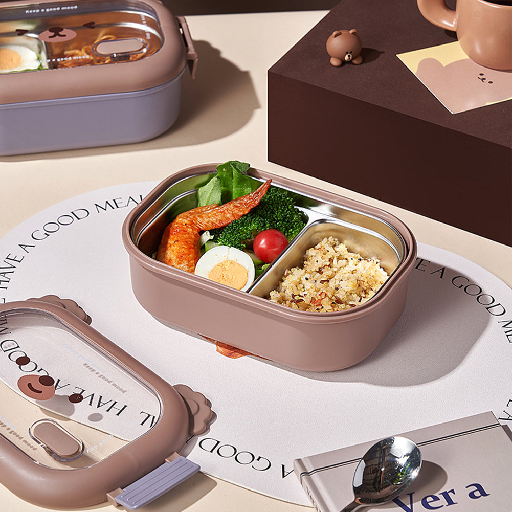 2 Compartments Stainless Steel Lunch Box. (Premium Quality)