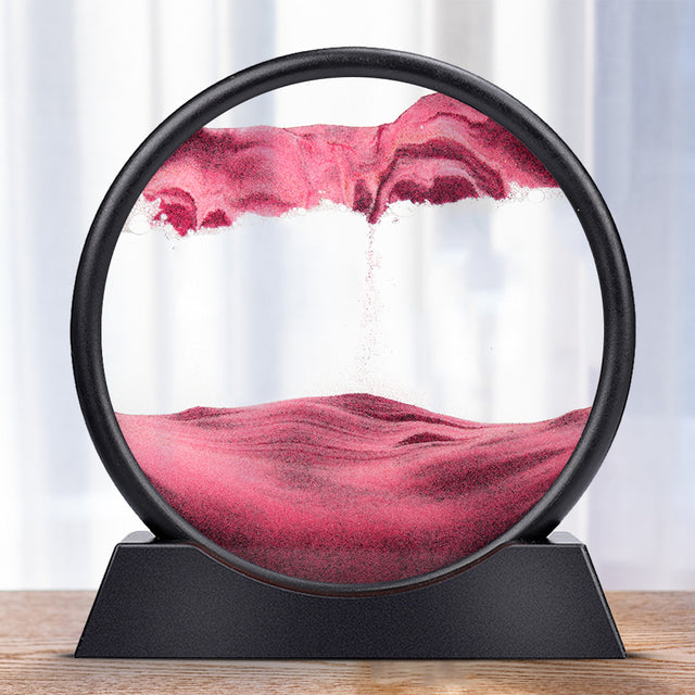 Moving Sand Art Round Glass 3D Hourglass Display Frame
