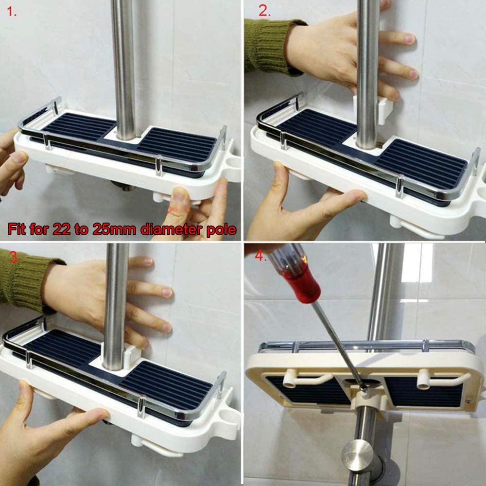 Bathroom Shower Shelf Organizer Rack, Shampoo Holder Shower Pole