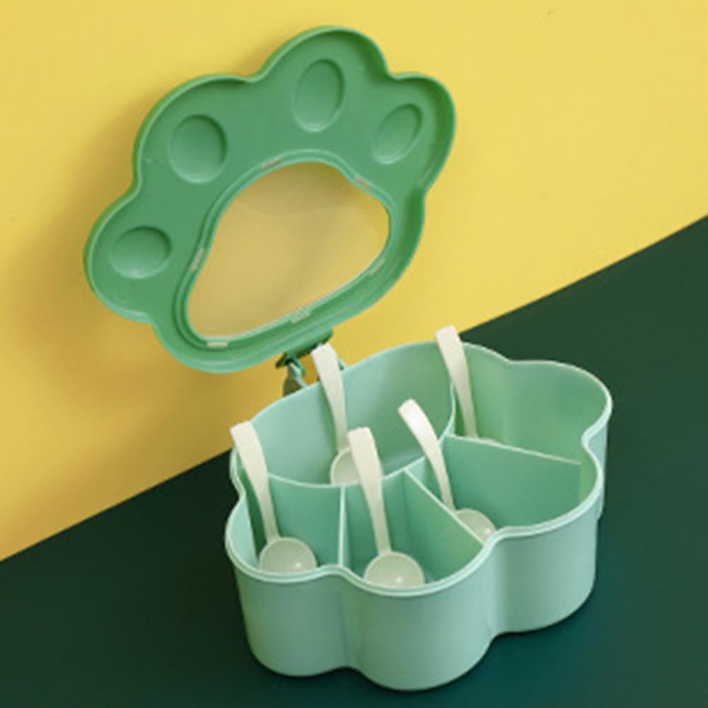 5 Grids Condiment Spice Box With Spoon