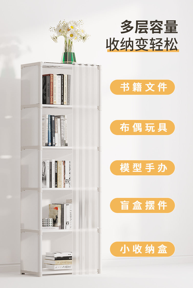 5 Layers Dustproof Wardrobe Bookshelf Bedroom Open Simple Assembly Storage Cabinet