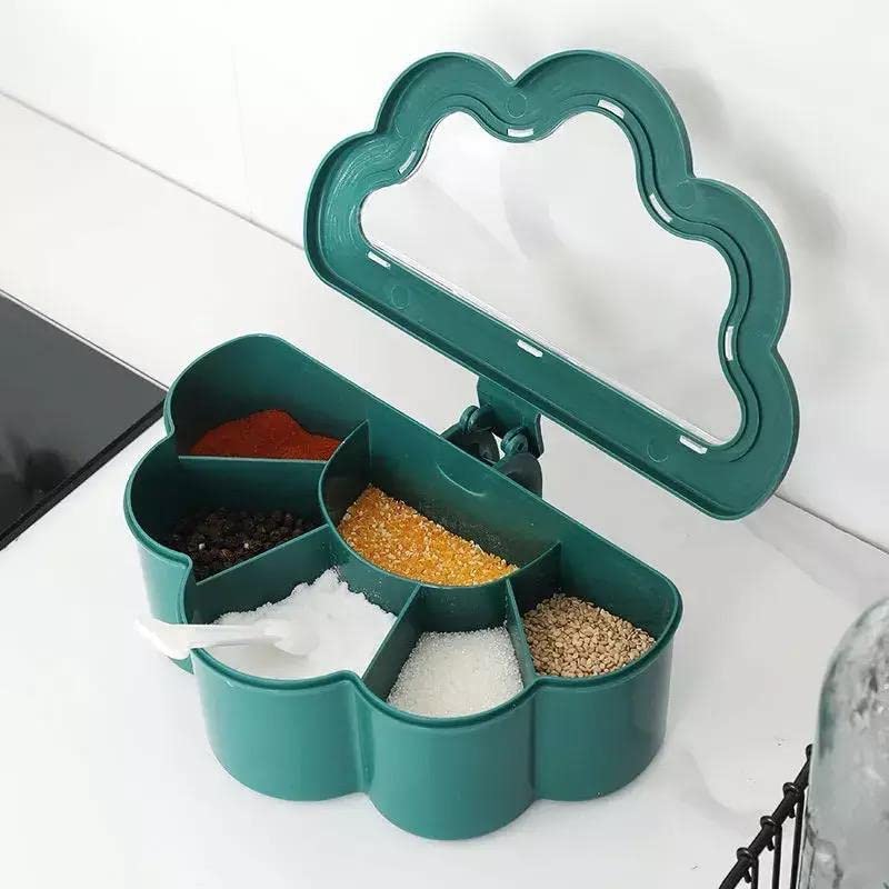 Multi-Grid Seasoning Box With Spoon Lid