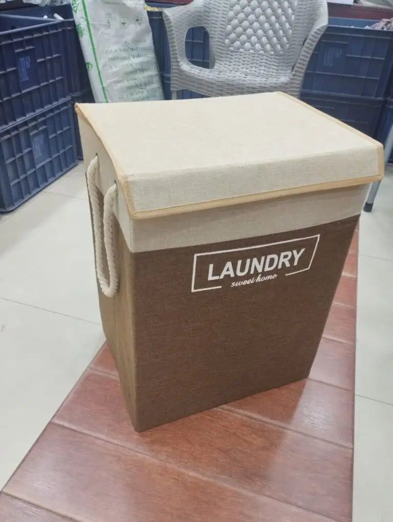 Large Washing Clothes Storage Bin Bag Laundry Basket Foldable Hamper with Lid (Premium Quality)