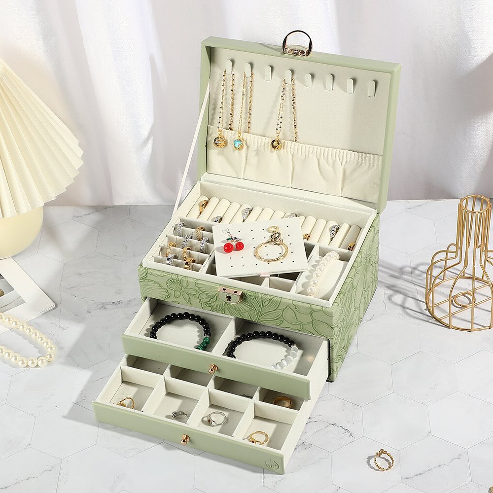 Luxury Self Texture Leather Jewelry Organizer (Premium Quality)