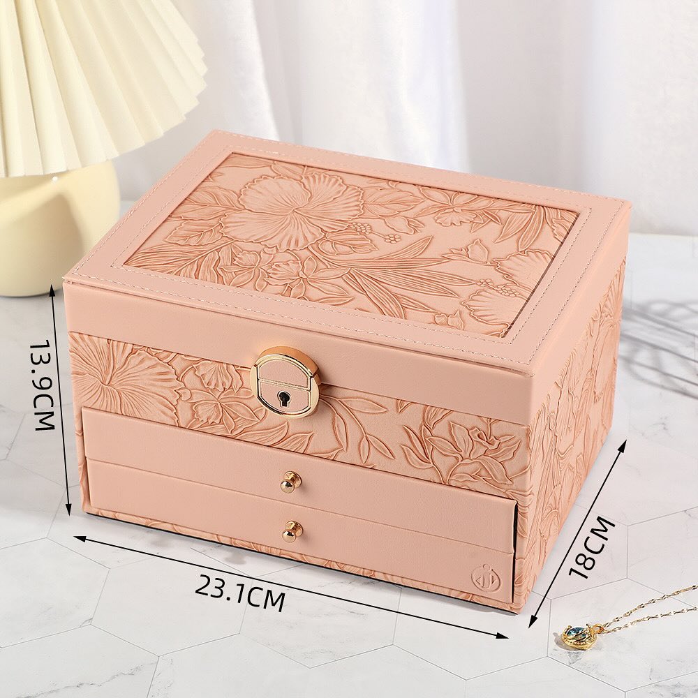 Luxury Self Texture Leather Jewelry Organizer (Premium Quality)