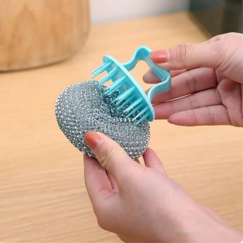 Kitchen Cleaning Brush Long Handle Cleaning Brush Dishwashing Brush Household Stainless Steel Wire Ball
