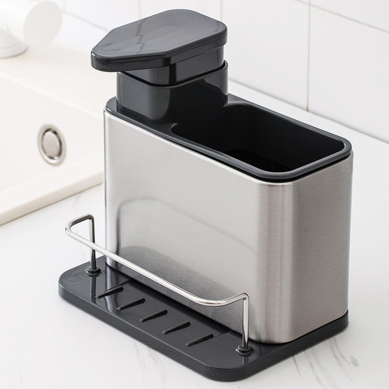 3-In-1 Kitchen Soap Dispenser Sponge Holder Dish Soap Dispenser Stainless Steel