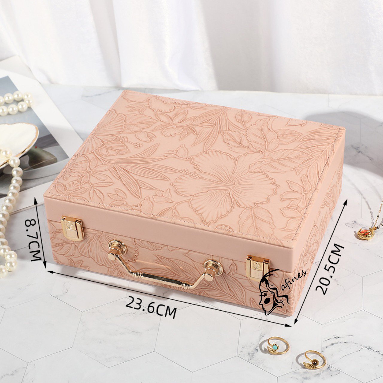 Luxury self Textured Leather Jewelry Case