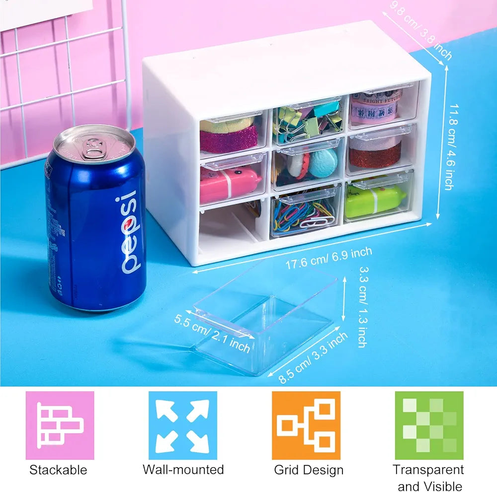 9 Grids Dust Proof Jewelry Statnory Drawer Storage Box Stationery