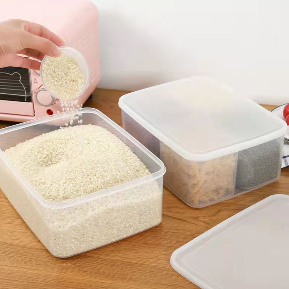 4 Grids Separated Grains Storage Box Rectangle Transparent Spice Container Refrigerator