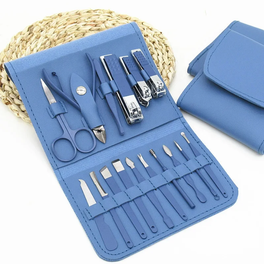 16 PCS Professional Nail Clipper Manicure Pedicure Set With Leather Case (Premium Quality)