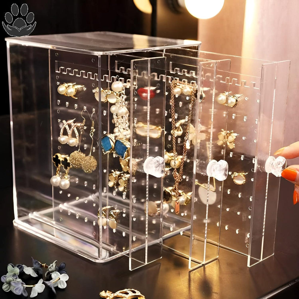 Clear Acrylic Jewelry Storage Box, 3 Vertical Drawer Earrings Display Stand Holder
