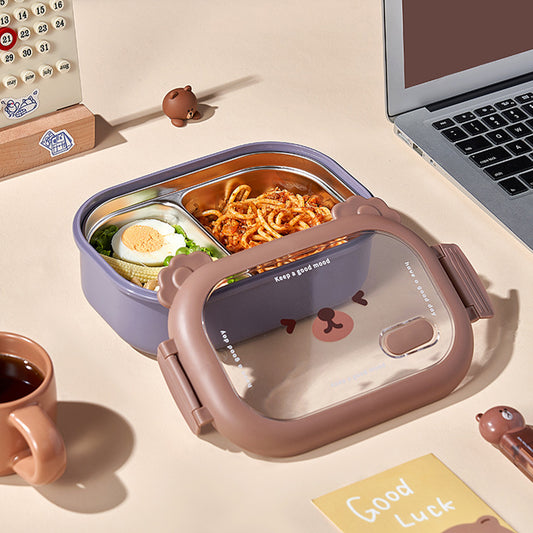 2 Compartments Stainless Steel Lunch Box. (Premium Quality)