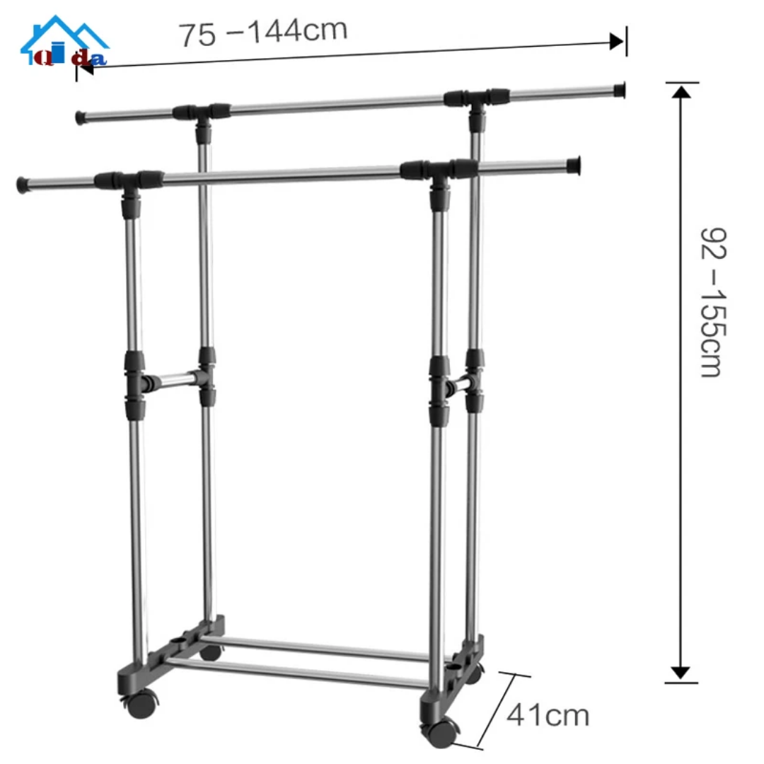 Double Pole Cloth Rack Multifunction Stainless Steel (A Quality)