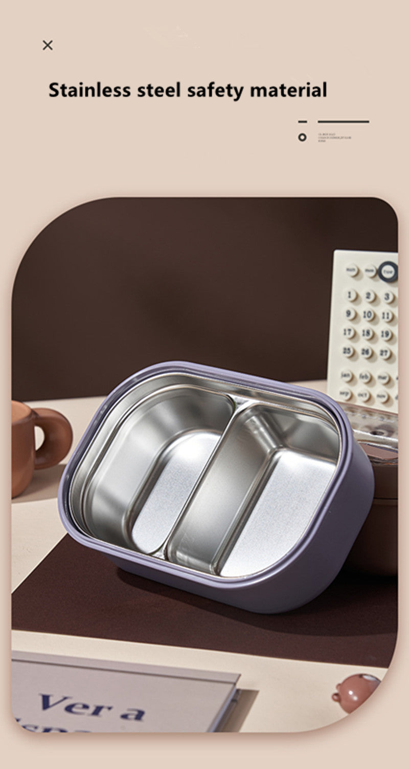 2 Compartments Stainless Steel Lunch Box. (Premium Quality)