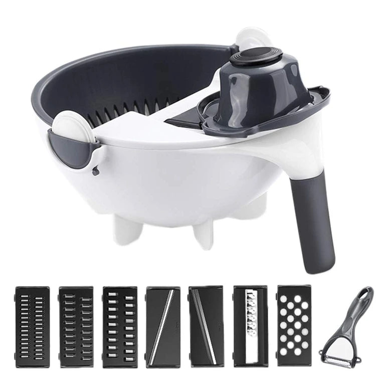 9 in 1 Rotate Vegetable Sliccer With Drain Basket (Premium Quality)