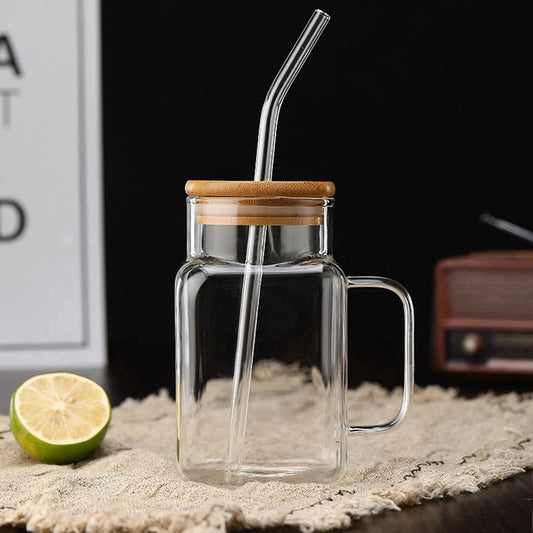 Transparent Bubble Mug With Bamboo Lid n Straw (Premium Quality)