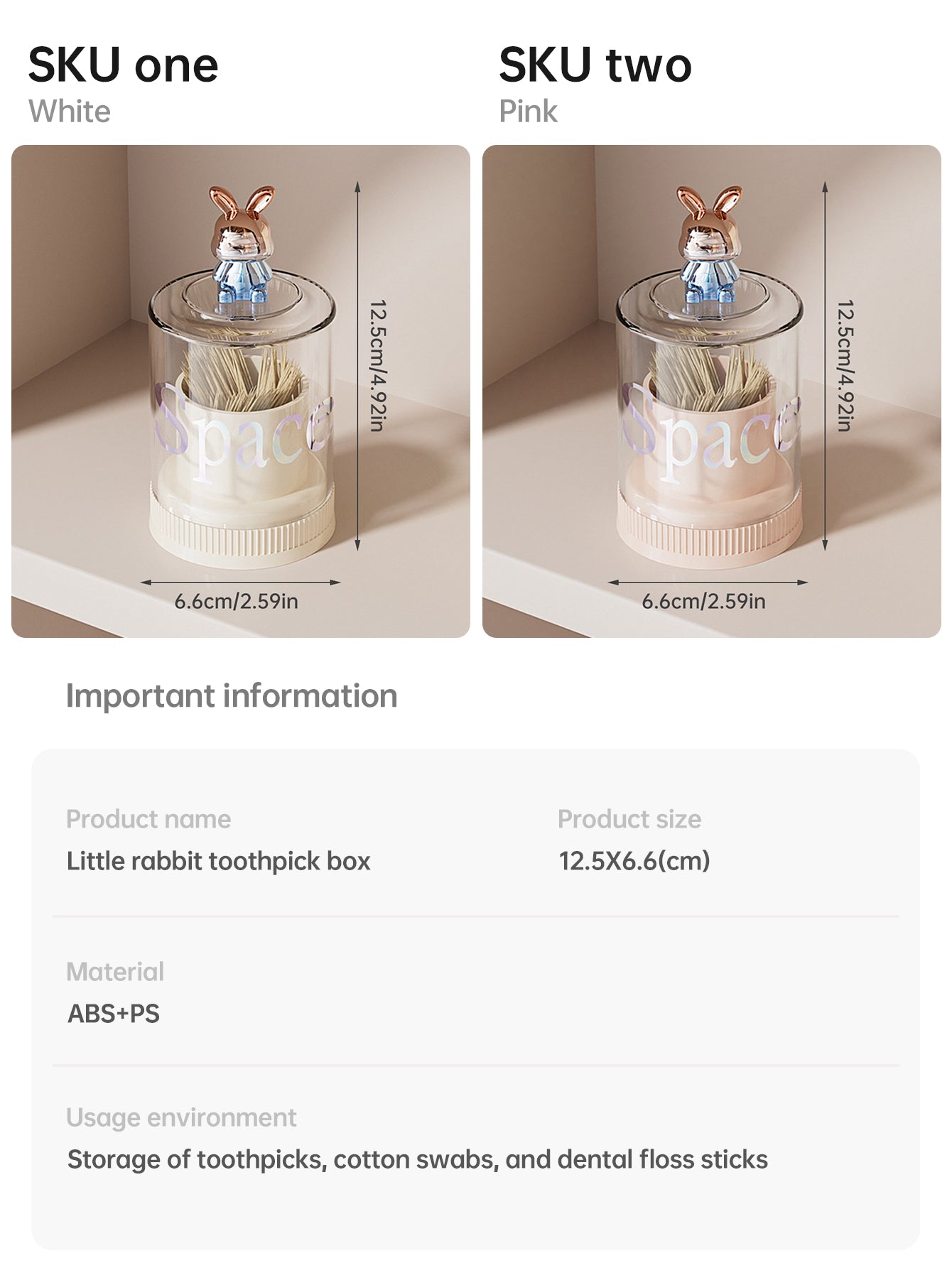 Cute Rabbit Cotton Swab Toothpick Holder