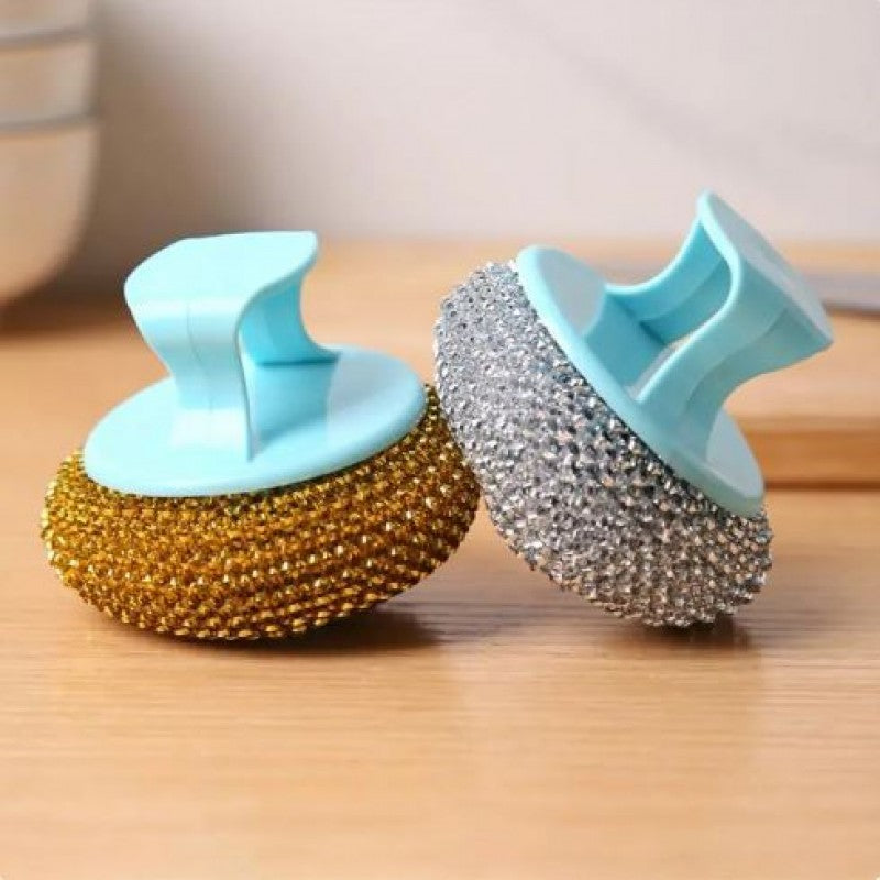 Kitchen Cleaning Brush Long Handle Cleaning Brush Dishwashing Brush Household Stainless Steel Wire Ball