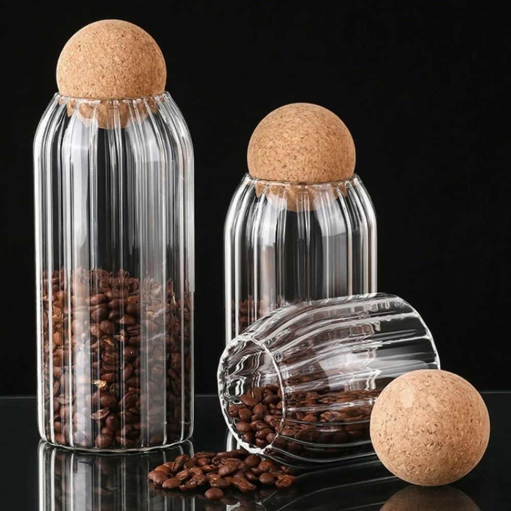 Glass Jar With Round Ball Cork