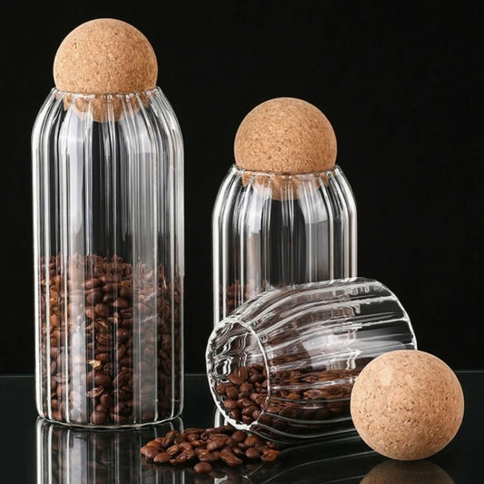 Glass Jar With Round Ball Cork