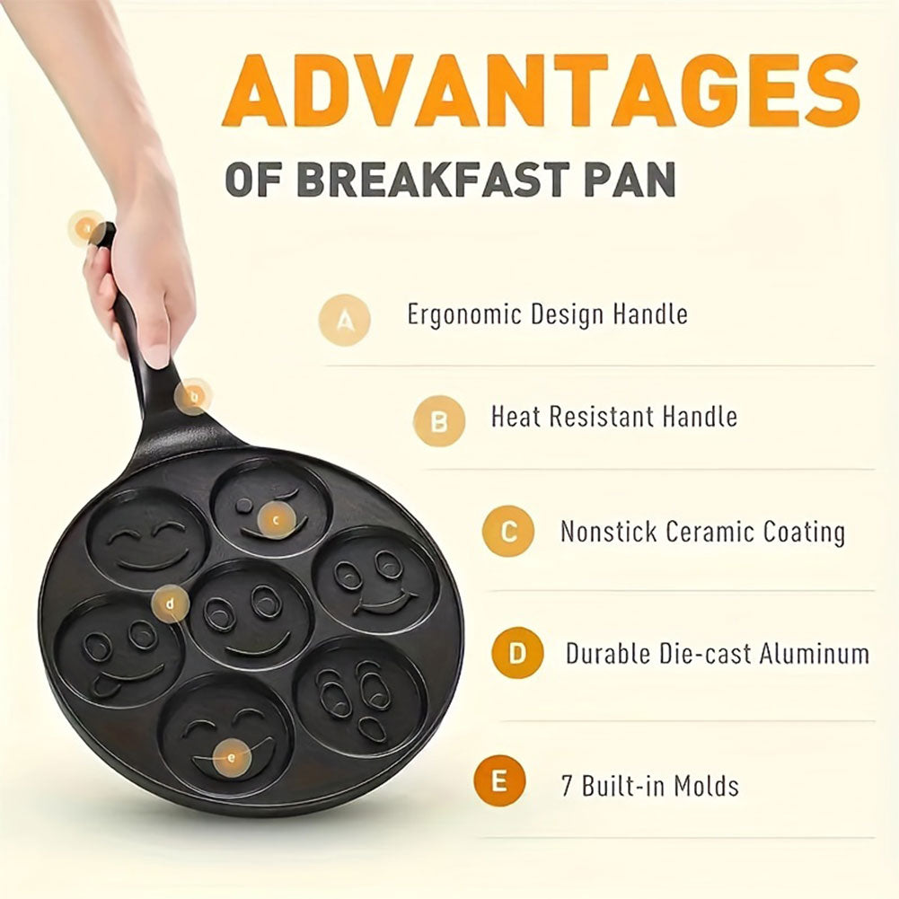 7 Portion Smiley Face Non Stick Frying Pan
