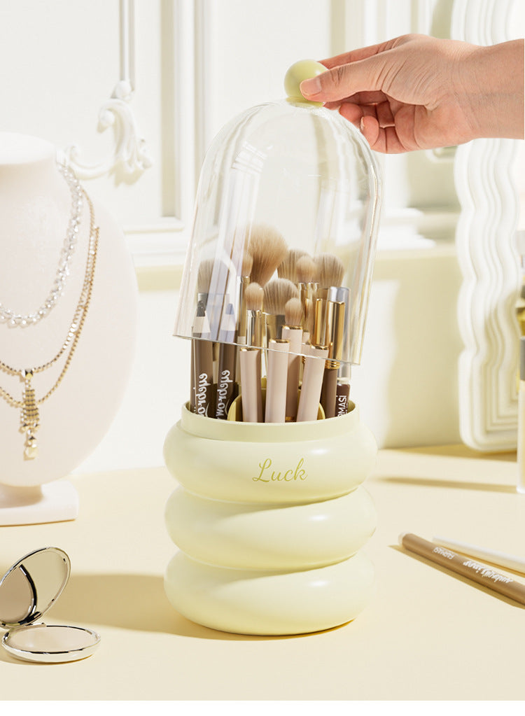 360° Rotating Makeup Brushes Holder With Lid Lipstick Organizer (Premium Quality)