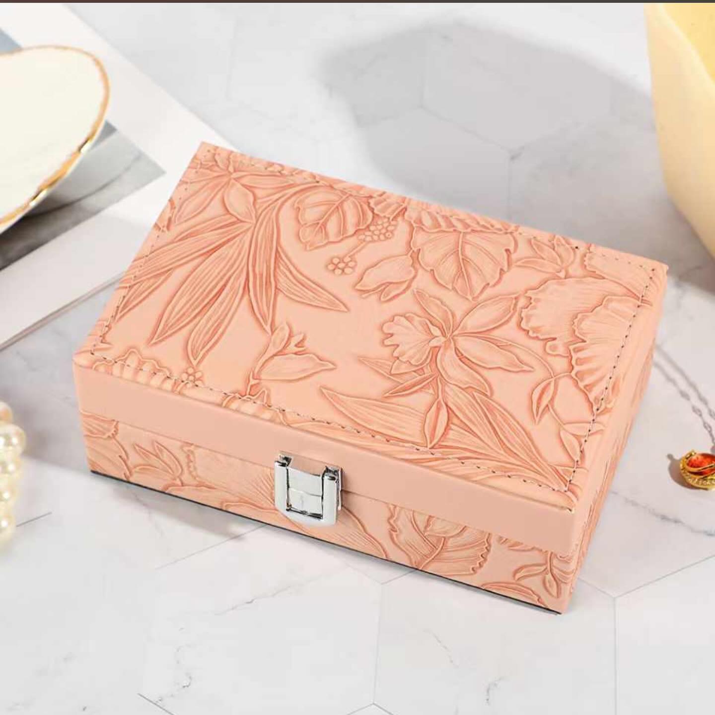 Luxury self Textured Leather Jewelry Case