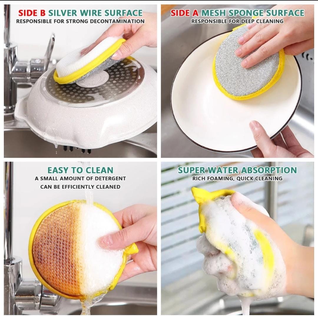 Double Sided Cleaning Sponge (Pack of 4)