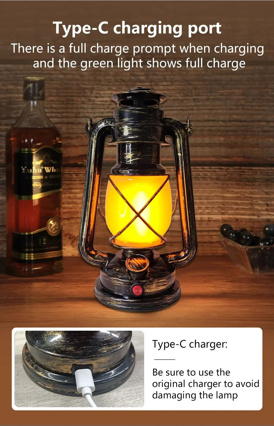 Rechargeable Retro Vintage Hurricane Lantern